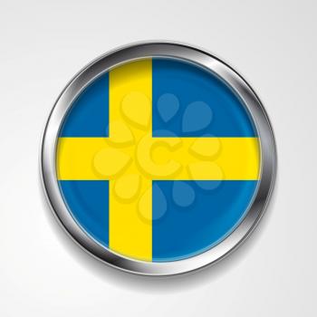 Swedish vector metal button flag