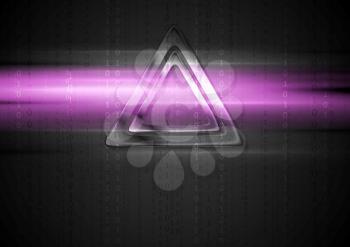Metal triangle and purple shiny light design. Vector background
