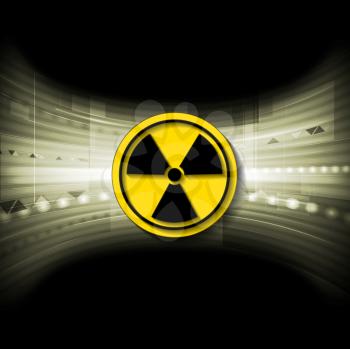 Tech background with radioactive symbol. Vector illustration