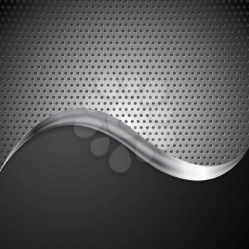 Abstract vector perforated metal background and steel wave