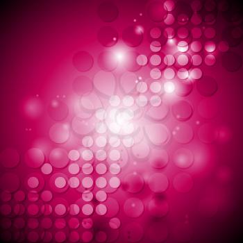 Shiny crimson tech background with circles. Vector illustration