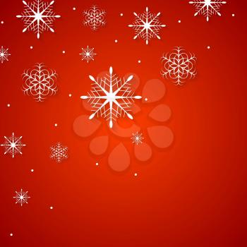 White snowflakes on red background. Vector design