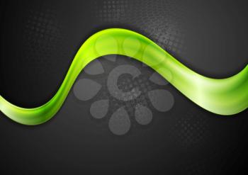 Green glowing wave abstract design. Vector illustration
