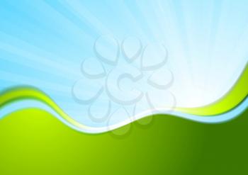 Blue and green wavy abstract background. Vector design