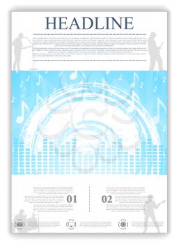 Abstract blue music flyer design. Vector illustration