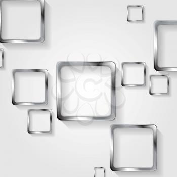 Metallic squares on white background. Vector template