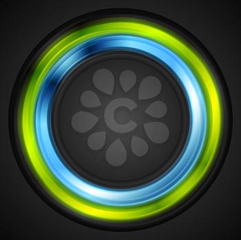 Blue and green glowing circle concept logo. Vector design