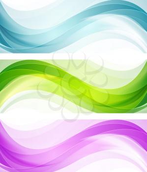 Abstract bright shiny waves. Vector modern banners