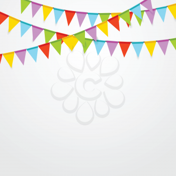 Party flags celebrate bright abstract background. Vector art design