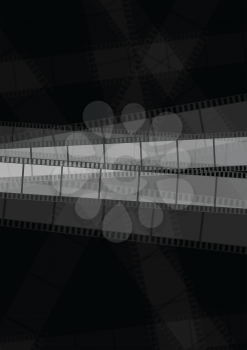 Dark monochrome filmstrip abstract background. Vector design
