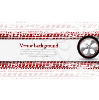 Wheel and grunge tire track. Abstract corpoate background. Vector design