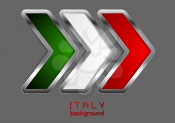 Abstract modern metallic arrow. Italian colors. Vector background