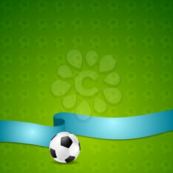 Soccer football abstract background with blue ribbon. Vector sport art