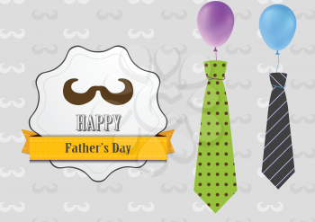 Father's Day retro vintage background with ties and balloons. Vector design