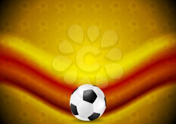 Orange soccer football background with red glowing wave. Vector card design