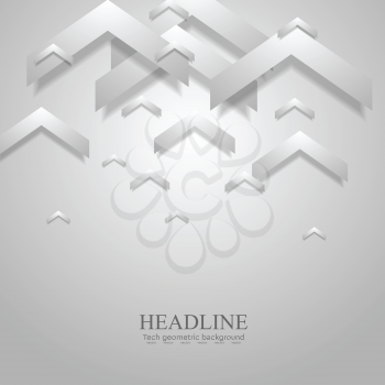 Grey light geometric corporate background with arrows. Vector design