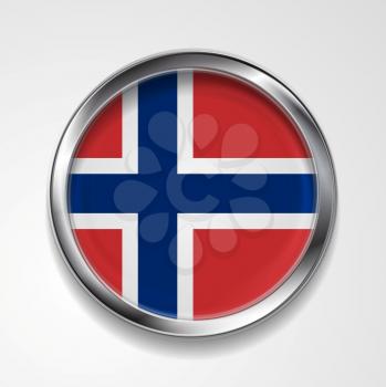 Vector metal button flag of Norway