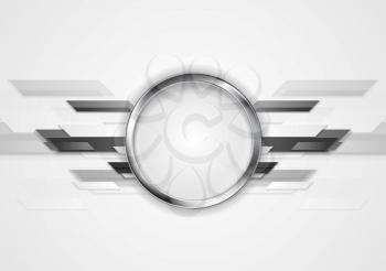 Abstract grey technology design with silver circle. Vector background