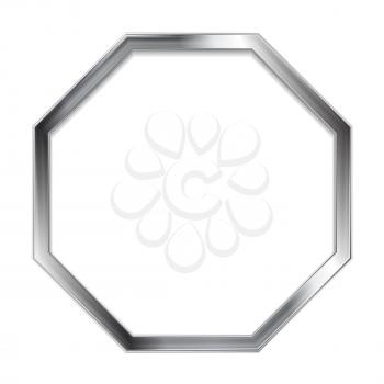 Abstract metallic silver blank hexagon frame. Vector design