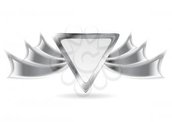 Metallic silver logo element. Vector card background