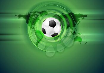 Green football abstract background with world map. Vector sport design