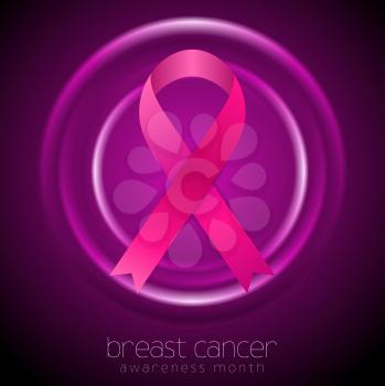 Breast cancer awareness month. Abstract circles and ribbon design. Vector background