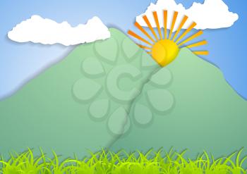 Flat mountain landscape abstract vector background