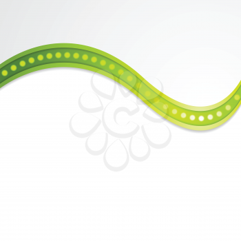 Abstract wave with green retro lights. Vector graphic background