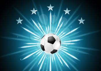 Abstract soccer background with ball and stars. Vector design