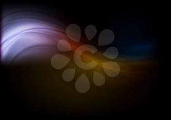 Bright smooth waves on black background. Vector design