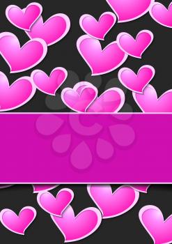 Valentine Day abstract background wit pink hearts. Vector design