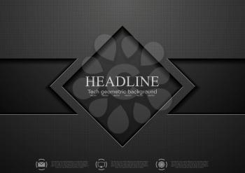 Tech black concept corporate abstract design. Vector background