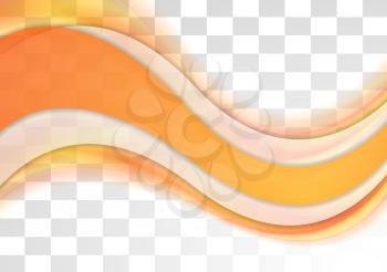 Orange shiny waves corporate transparent illustration. Vector background for print flyers, brochure, web graphic design