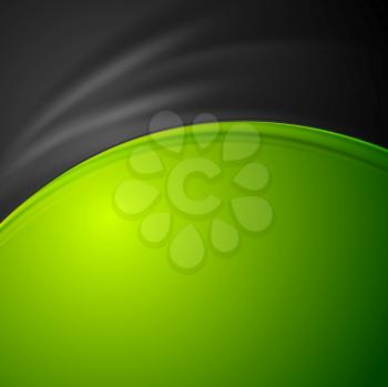 Contrast green and black abstract wavy background. Vector smooth curves graphic design illustration