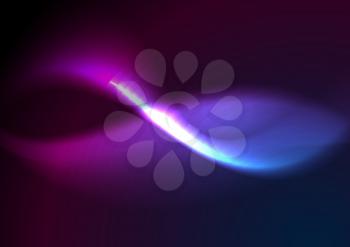 Purple and blue glow waves abstract background. Vector bright smooth curves graphic design