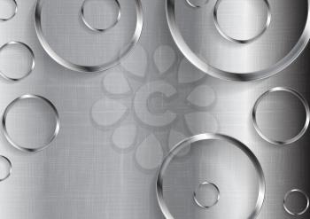 Metal tech abstract texture with circles. Vector technology background