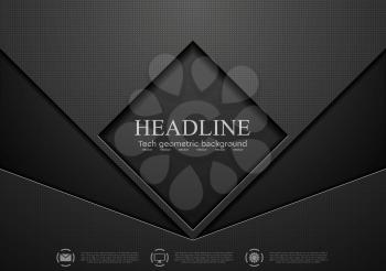 Tech black concept corporate abstract graphic design. Vector background