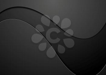 Black concept wavy background. Vector dark graphic design