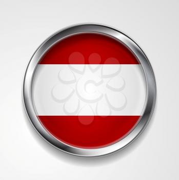 Abstract vector button with metallic frame. Austrian flag