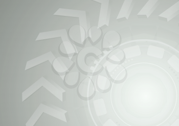 Futuristic tech grey gear with arrows design. Vector template background illustration