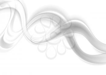 Abstract smooth blurred grey waves on white background. Vector illustration
