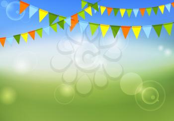 Party flags celebrate abstract background and summer colors. Vector graphic design