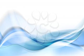 Bright blue smooth waves abstract background. Vector template graphic design