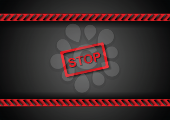 Stop sign and red danger tape abstract design. Vector background
