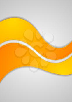 Orange bright abstract waves background. Vector illustration