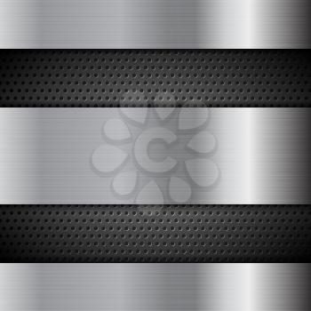 Metal perforated texture technology background. Vector graphic design