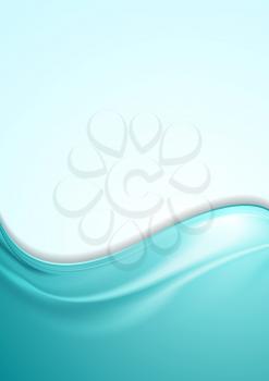 Abstract smooth wavy turquoise flyer design. Vector background