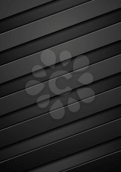 Black tech corporate stripes background. Vector dark concept striped graphic design