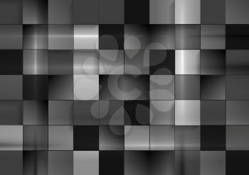 Abstract black futuristic squares background. Dark grey monochrome vector geometric squares design
