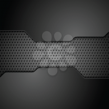 Metal perforated texture technology background. Vector corporate tech graphic design